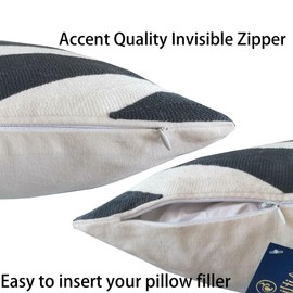 Aitliving 2PCS Pack Decorative Pillowcase Zebra Animal Stripe Dark Gray Black and White Embroidered Decorative Throw Pillow Cover 17x17 inch Grey Black Modern Pattern Animal Stripes Chic Zebra Pillow