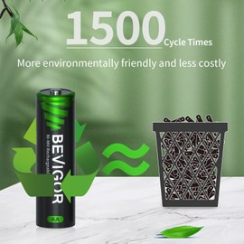 BEVIGOR 8 Pack AA Rechargeable Batteries 1500 Cycle, 2800 mAh High Capacity 1.2V NiMH Rechargeable AA Batteries Low Self Discharge Double A Battery