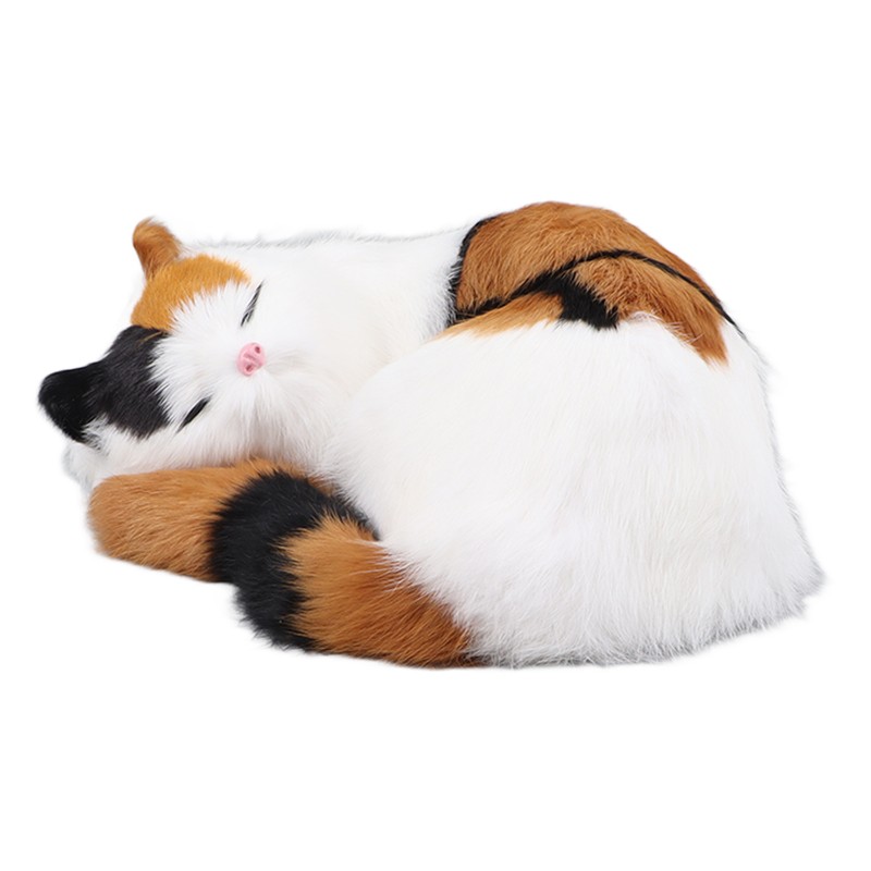Fur Cat Figurine Simulation Innovative Hand Crafted Cute Fur Cat