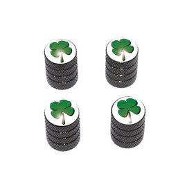 GRAPHICS & MORE Four Leaf Clover - Tire Rim Valve Stem Caps - Black