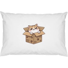 2 x 'Box Cat' Cotton Pillow Cases (PW00038345)