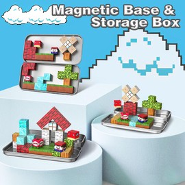 Magnetic Blocks, Travel Toys for Kids Ages 4-8, Portable Magnet Building Cubes with Iron Box for Cars, Trains & Planes Travel, Educational STEM Toy for Toddlers, Gift for Boys & Girls Ages 3-5