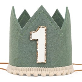 Agvgaza Simple 1st Birthday Party Crown - Classic First Birthday Hat, Unisex One Birthday Decor for Photo Props (Green)