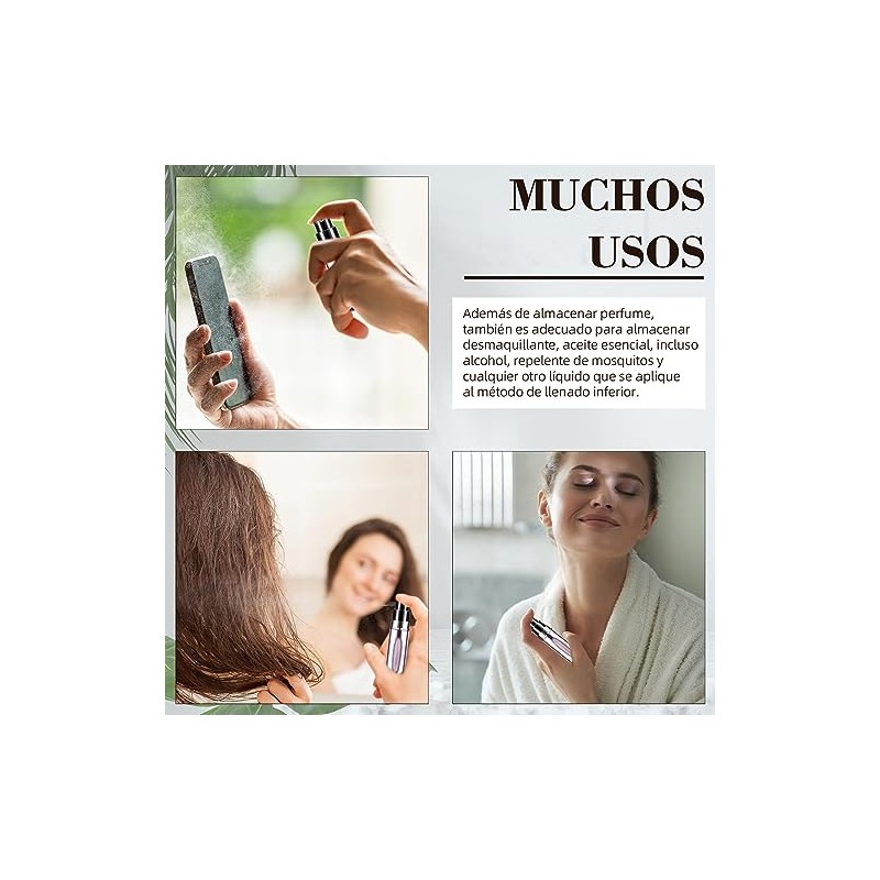 Mini Atomizador Perfume Recargable,5 ml Dispensador de Perfume Aluminio Portátil,4pcs