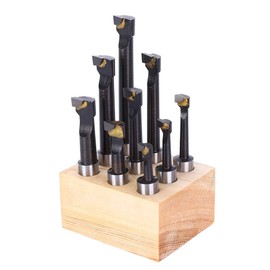 9pcs Drill Bar Set 12mm Head High Speed Steel CNC Lathe Milling Tool with Base Lathe Lathe Accessories