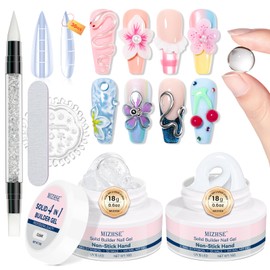 MIZHSE Solid Builder Gel: 2 Colors Clear & White Non-sticky Hand 3D Nail Gel Sculpting Gel for Nail Art for Molding Modeling and Extension Soak Off U V LED Starter Kit DIY Home Salon 18g