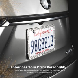 SunplusTrade SunplusTrade Bling License Plate Frame for Women 2 Pack Sparkly License Plate Frames Bedazzled Diamond Rhinestone Crystals (Silver)