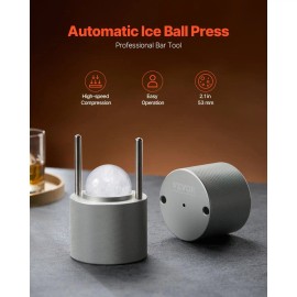 2.1\" Aviation Aluminum Cocktail Smoker Kit Ice Ball Press Maker for 53mm Ice Sphere with Tong Drip TrayDefault: Default