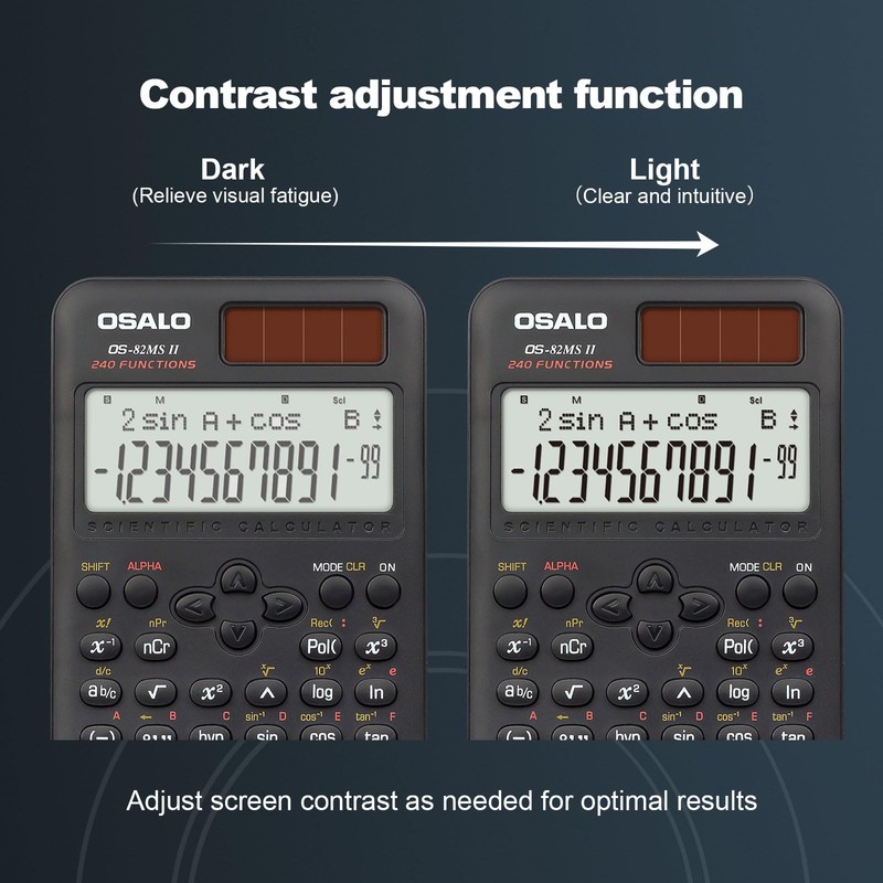 OSALO Scientific Calculator 240 Functions 2-line Display with Slide-on Cover