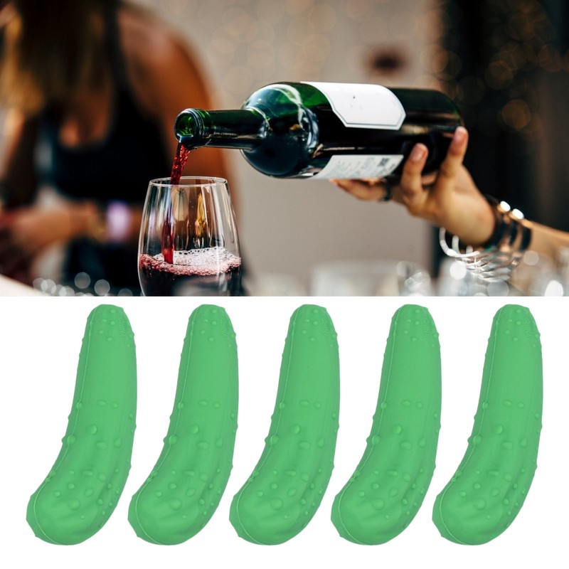 5Pcs Wine Stoppers Silicone Reusable Artificial Cucumber Shape Beverage Bottle