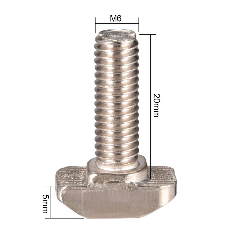 sourcing map M6x20mm T-Slot Drop-In Stud Sliding Screw Bolt Carbon