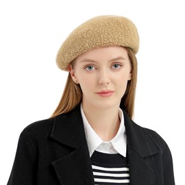 Women Girls Wool Beret Hat French Berets Artist Painter Classic Solid Wool Beret Hat with Adjustable Rope Autumn Winter Fashion Warm Wool Beanie Cap