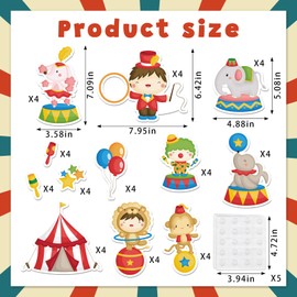 ALIBBON 48 Pieces Carnival Cutouts 12 Styles Circus Theme Birthday Party Supplies Circus Animals Performers Cut-Outs for Carnival Theme Party Favors Bulletin Board Decorations