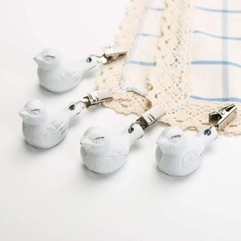 Sungmor Cast Iron Heavyweight Tablecloth Weights - 4 Pack Lovely & Beautiful White Bi...