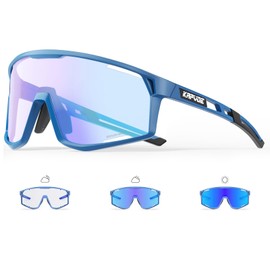 KAPVOE Photochromatic Self-Tone Cycling Glasses for Men Women Clear Sports Sunglasses TR90 Frame Sports Cycling MTB Cycling Glasses UV400 Protection Sports Glasses for Running Driving Baseball Blue