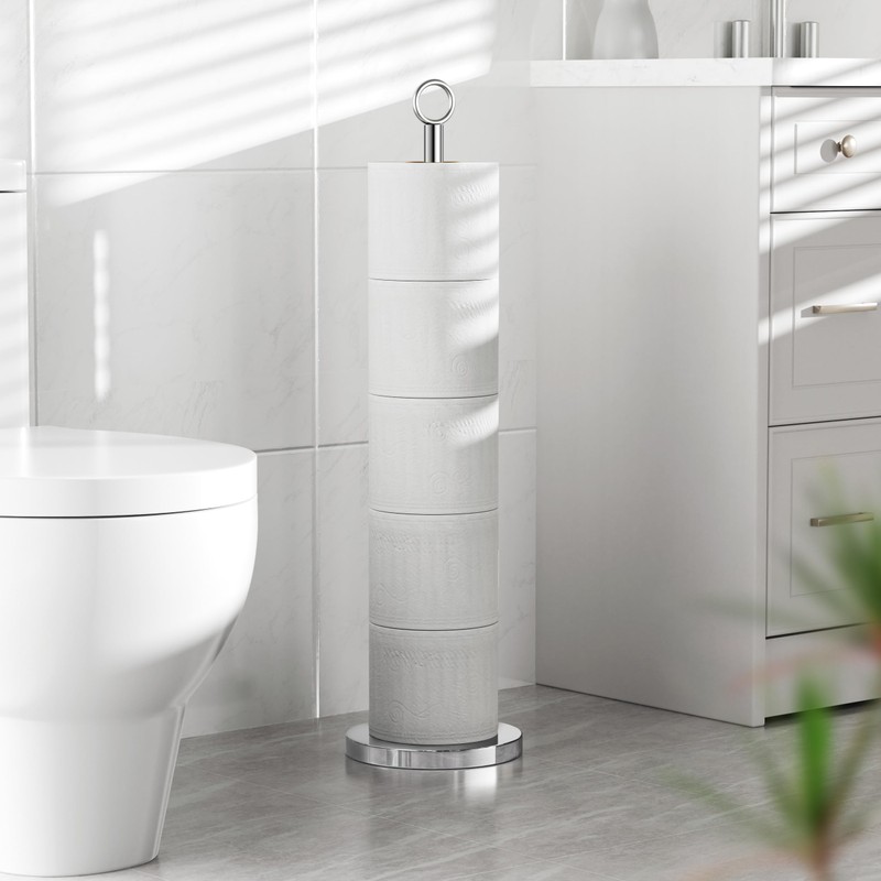 Toilet Paper Holder Stand(with Reserve Function), Free-Standing Spare Rolls Storage