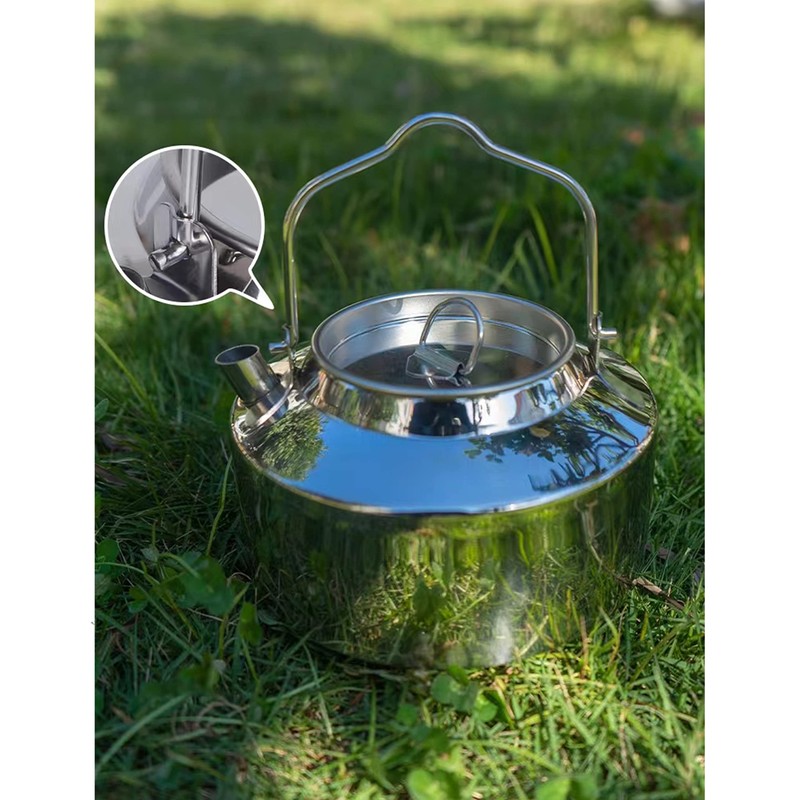 1.2L Camping Stainless Steel Tea Kettle Outdoor Hiking Picnic Pot