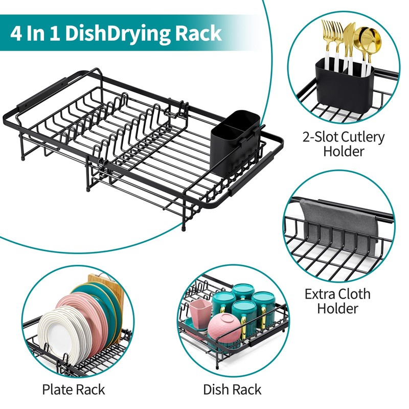 Urackify Expandable in Sink Dish Drying Rack - Adjustable Dish
