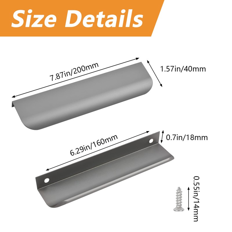 MOROBOR Finger Edge Pull, 8pcs Concealed Handle Modern Style Drawer