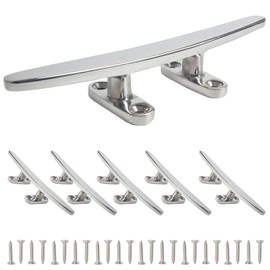 VEITHI Boat Cleats Dock Cleats 8 inch 316 Stainless Steel, Boat Dock Cleats Open Base Flat Top, Boat Cleat Marine Cleats with Hardware, Rope Cleat for Boat/Dock Tie Cleat/Deck/Nautical Decor (6 Pack)