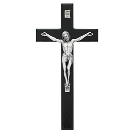 McVan 10 Inch Black and Silver Crucifix Religious Catholic Christian Home Wall Décor