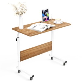 SogesGame 31.5 inches Side Table with Wheels,Snack Side Table with Castors Mobile End Table Easy to Assemble for Laptop,Oak,05#3-80OK-S8-US