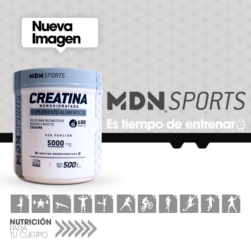 Creatina Monohidratada 100% Pura 500g Mdn Sports 100 Servicios Sin