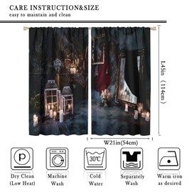 Gothic Curtains Dark Decoration Luxurious Royal Victorian Pattern Boys' and Girls' Bedroom Living Room Decoration, 2-Piece Set, W42 * L45in