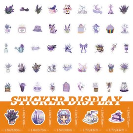 100 Pcs Lavender Stickers Aesthetic Stickers for Kids Girls Teens Funny Stickers Water Bottle Stickers Flower Stickers Purple Stickers Aesthetic