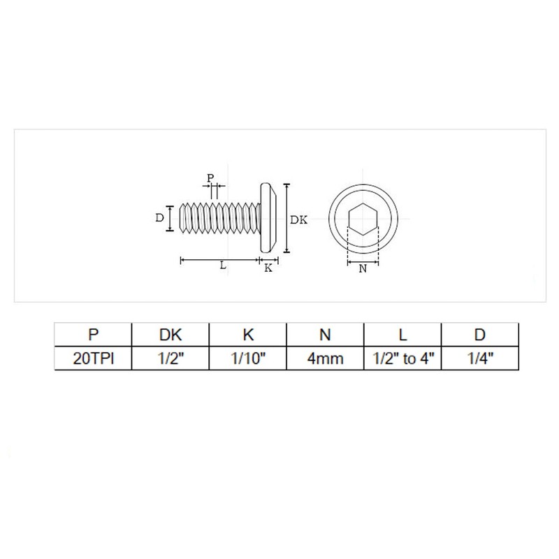 cSeao 10pcs 1/4"-20 x 4 Black Flat Head Allen Bolts