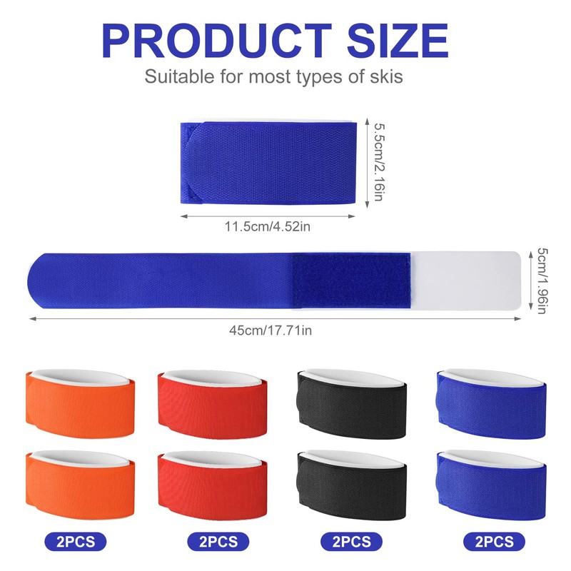 8pcs Ski Fasteners Straps, Adjustable Ski Wrap Bindings Ski Carrier