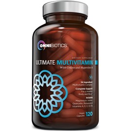 Ultimate Daily Multivitamin for Women & Men - Includes 34 Essential Ingredients, Vitamin A, C, D & E, Vitamin B12, B6, Biotin, & Zinc, Daily Multivitamin Supplement, Non-GMO - 120 Vegan Capsules