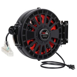 Txecpro 12 Gauge Retractable Extension Cord Reel, 45 FT 12 AWG/3C SJTOW Heavy Duty Power Cord, 3 Outlets Triple Tap, 15 AMP, Ceiling/Wall Mount for Garage and Shop,UL Listed