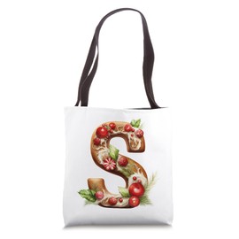 Monogrammed Christmas Initial S Gingerbread Cookie Letter S Tote Bag