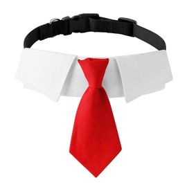 Dog Collar, Soft Polyester Dog Bow Tie with Metal Buckle for Large, Medium and Small Boys Cat Dog Tie (Large, Red/White)