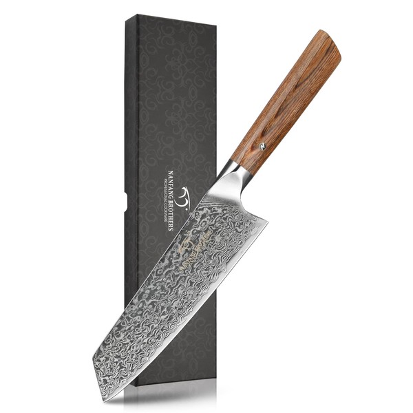 NANFANG BROTHERS Damascus + VG10 Santoku Knife,67 Layers, Blade Length:6.9