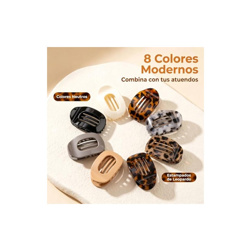 8pcs Horquillas Planas para Cabello,Broches para cabello de mujer,Pinzas para
