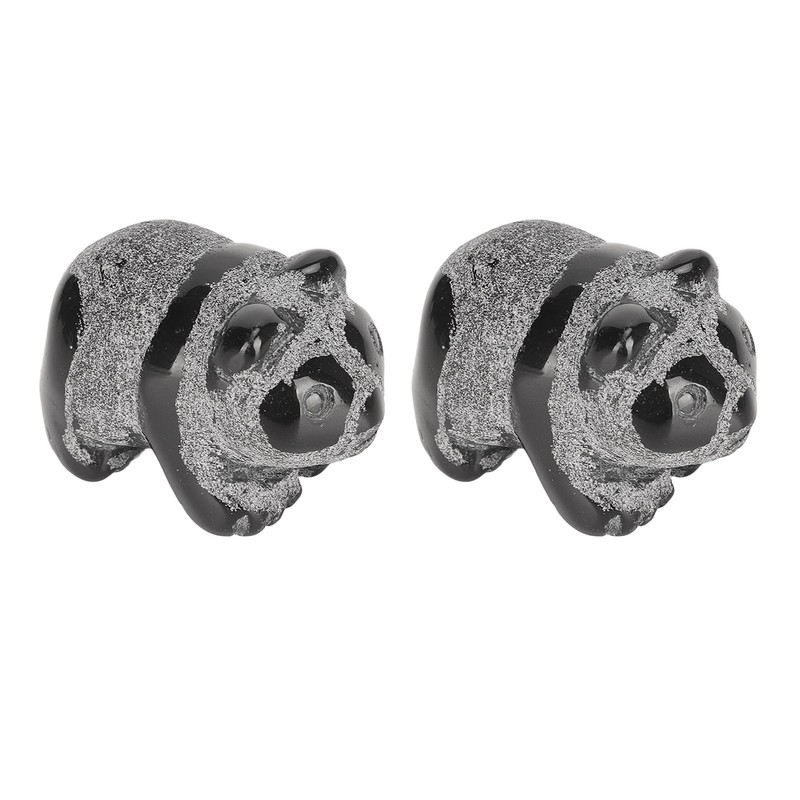 2pcs Panda Statue Obsidian Frosted Cute Mini Ingenious Handcrafted Panda