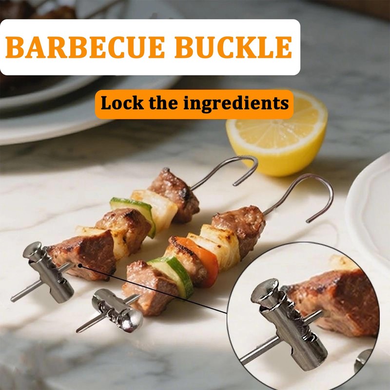 MIUPOO Barbecue Skewer Clamps,Barbecue Buckle,Baking Fixing Clip,Kabob Skewers with Push