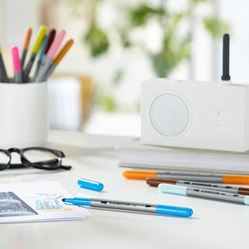 STAEDTLER 3200 Doppelfasermaler, zwei Spitzen für schmale und breite Linien,
