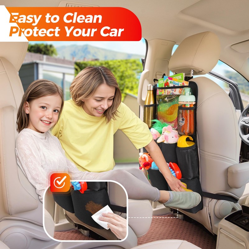 SURDOCA Upgraded Car Organizer with 11-inch Tablet Holder, 8 Pockets,