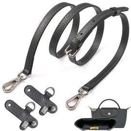 Sunshine smile Shoulder Strap and Organiser for Longchamp Bag, Bag Organiser for Longchamp Mini, Bag Organiser Mini, Length-Adjustable Replacement Strap Made of Leather (Graphite Grey)
