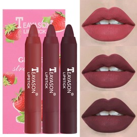Lipstick Set, 3 Pieces Lipstick Set Lip Kit Matte Velvet Lip Glaze, Durable Lipstick, Waterproof Matte Nude Lipstick, Beauty Lip Gloss, Non-Stick Cup Sexy Colours Lipsticks (04)