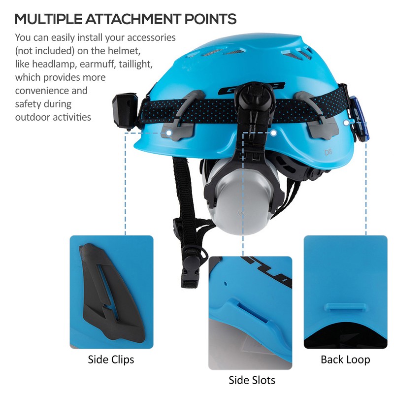 Climbing Helmet Cycle Safety Helmet with Headlamp Earmuff Taillight Attachment