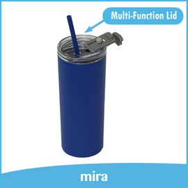MIRA 20 oz Stainless Steel Vacuum Insulated Tumbler with Multi-Use Flip Lid & Straw - Travel Tumbler Cup for Hot or Cold Drinks - Space Blue