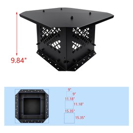 MY MIRONEY 9" x 9" Chimney Cap Black Galvanized Steel Chimney Cover Heavy Duty Fireplace Chimney Rain Cap with Gloves for Outside Adjustable Bottom to Fit Existing Clay Flue Tile Sizes