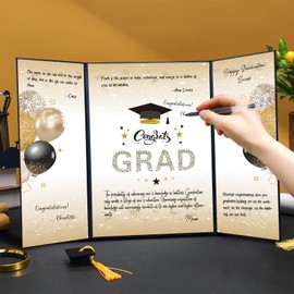 2025 Graduation Guestbook, Gold Black Graduation Party Decorations Graduation Signature Board, Class of 2025 Congratulations Graduates Signature Book Graduation Gifts for Men Women Congrats Grad Party