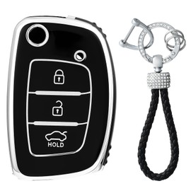 OFFCURVE Car Key Cover Car Key Case Key Fob Cover Car Key Protector with Car Key Holder Suitable for Elantra Sonata Tucson Santa Fe Accent Creta Verna Hyundai i10 i20 i30 Coupe iX20 ix25 iX35 ix45