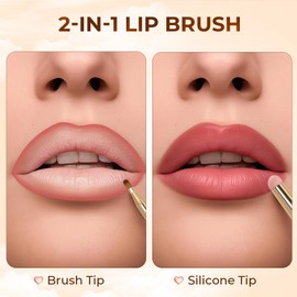 Unaone 2Packs Lip Brush for Lipstick, Dual-Ended Silicone & Bristle Tips Lip Makeup Brush, Lipstick Brush for Lip Gloss