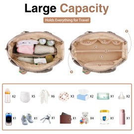 KUBYA Diaper Bag Tote, Puffer Quilted Baby Diaper Tote Bags Crossbody Hospital Travel Large Mommy Bag, with Silicone Pacifier Case